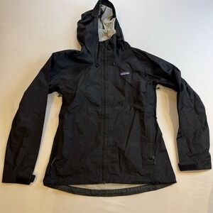 Patagonia Women's Black H2NO Rain Jacket Size S Adjustable Hood Waterproof